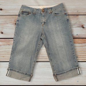 St. John's Bay Denim Stretch Cuffed Capris Size 12